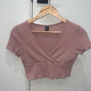 Dusty Pink XS V-Neck Cropped Top